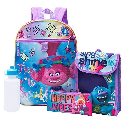 Dreamworks Trolls Backpack Combo Set - Trolls 5 Piece Backpack School Set