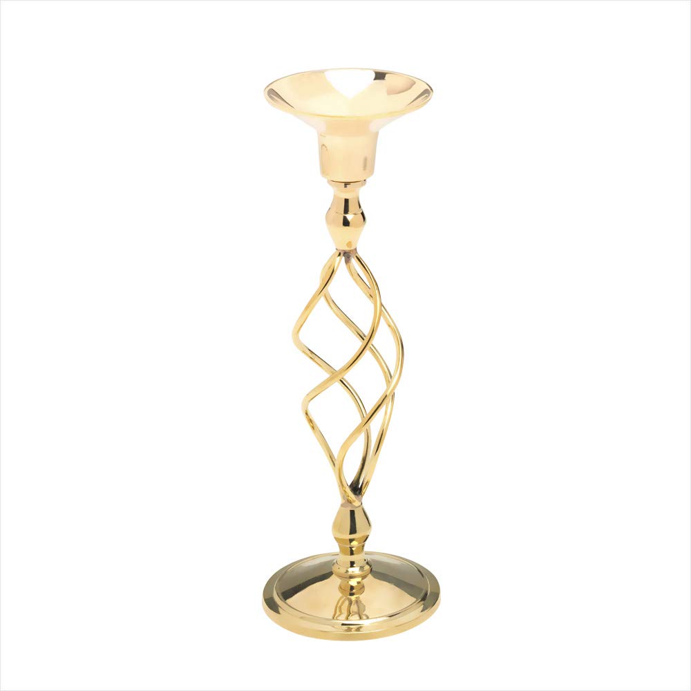 NKlaus Candlestick 23cm high brass gold shiny for table candles Ø 2cm stick candles modern classic look christening decoration wedding 2874