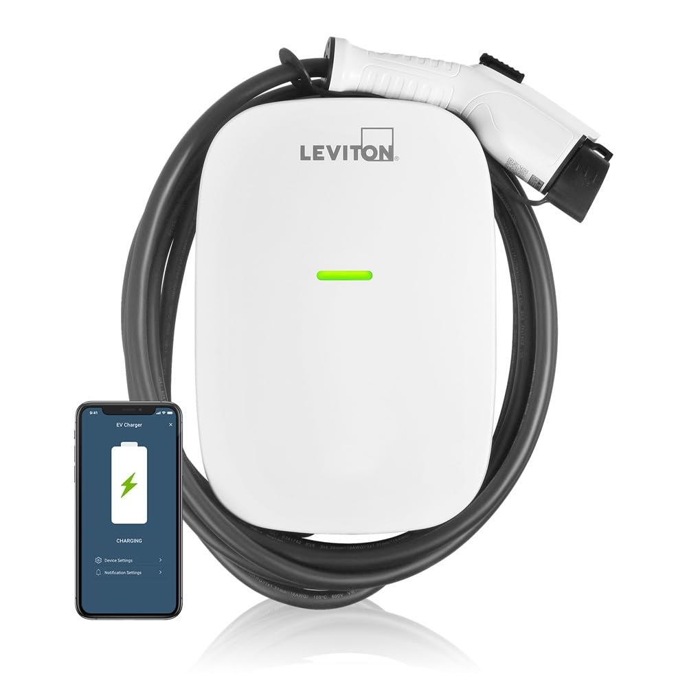 Photo 1 of ***FOR PARTS ONLY WIRES CLIPPED AND SHOWING*** Leviton Level 2 Smart EV Charger with Wi-Fi, 48 Amp, 208/240 VAC, 11.6 kW Output, 18' Cable, Indoor/Outdoor Hardwired EV Charging Station, My Leviton Compatibility, EV48W EVSE