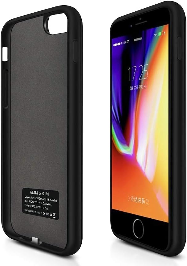 Battery Case for iPhone 8/7/6/6s Apple Charging case 5000mAh 4.7 Inches Portable Charger Case Rechargeable Charging Case External Battery Pack for iPhone 8/7/6/6s -Black