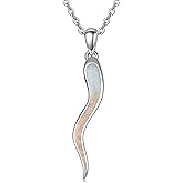 MONGAS Italian Horn Necklace Cornicello Necklace for Women Sterling Silver Protection Amulet Good Luck Jewelry