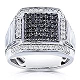 Kobelli Mens Ring Square Black Diamond Pave 1 Carat