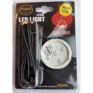 Originele Poppy Grace Mate USB LED-schijf rood – 3M Sticky Pad voor vrachtwagens en auto