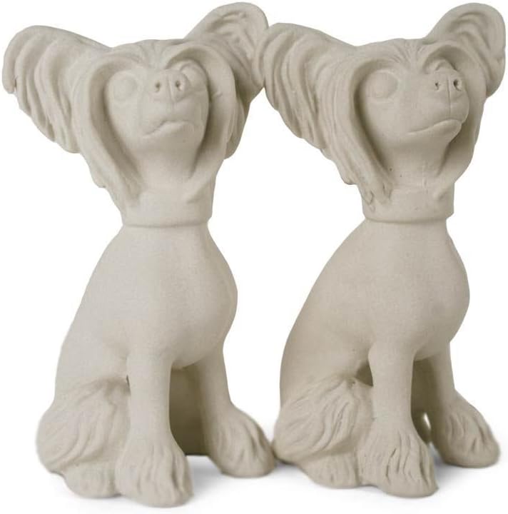 Chinese Crested Mini Unglazed Handmade Unpainted Ceramics Cruet Set (9cm x 5cm)