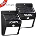 Solar Powered Security Floodlights- Set of 2- Motion Activated Lights- Wireless Outdoor Light- 80 Lumen Ultra Bright LEDs- Peel and Stick- Best for Patio, Garden, Path, Pool, Yard, Deck (Black)
