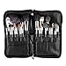 SanSiDo Makeup Brush Bag 32 Pockets Makeup Bag Professional Cosmetic Zipper PU Leather Makeup Organizer Travel Cosmetic Bag Artist Belt Strap Brush Holder (Brushes are not included)