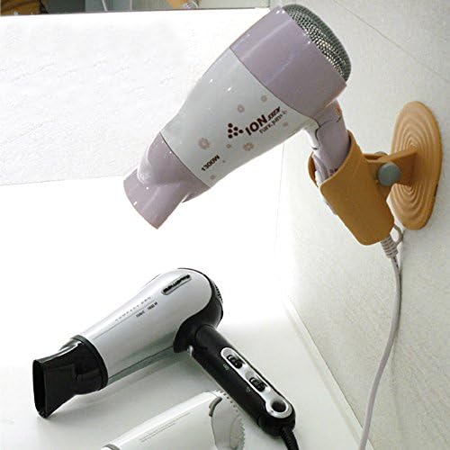 Hands Free Hair Dryer Holder Wall Mount Design With Strong 3M Adhesive Pad (Orange)