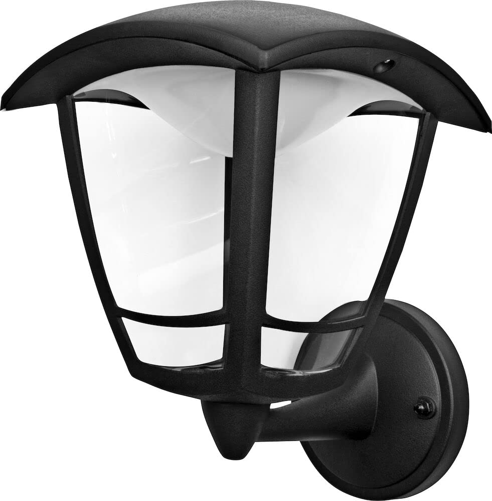 Luceco LED Bottom Arm Four Panel Coach Lantern, IP44 Rated, 8 W, Black Polycarbonate (PC)