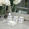 LUEUR-Decorative-Ceramic-Bathroom-Countertop-Accessories-Set-Includes-Refillable-Soap-Lotion-Dispenser-Divided-Toothbrush-Stand-Tumbler-Rinsing-CupSoap-Dish-4pcs-Accessories-Set-Seahorse-Printed LUEUR Decorative Ceramic Bathroom Countertop Accessories Set - Includes Refillable Soap Lotion Dispenser, Divided…