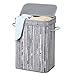 SONGMICS Bamboo Laundry Hamper Storage Basket Foldable Dirty Clothes Box Bin with Lid Handles and Removable Liner Rectangular 72L Distressed Gray ULCB10GW