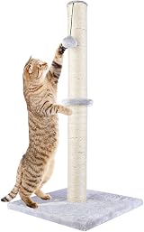 Dimaka 29 Inch Tall Cat Scratching Post Natural Sisal Plush 5 Color Grey view 1
