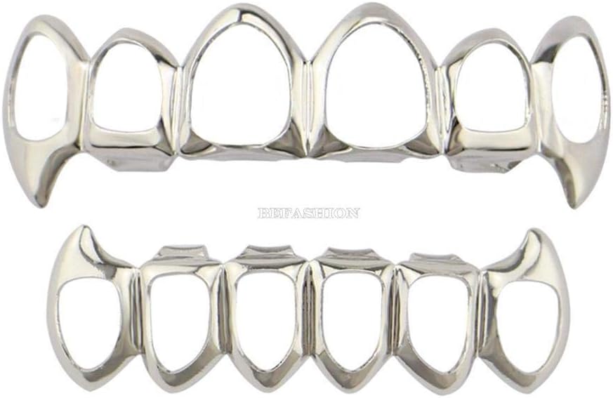 Kaluo Halloween Party Cosplay Prop Metal Vampire Fangs Dentures Teeth Devil Zombies