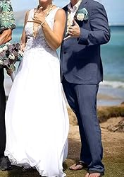 High-End Suits Men Suits Navy Blue Linen Blazer