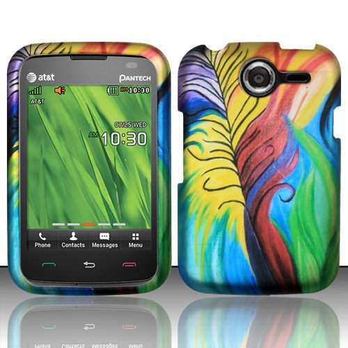 For Pantech Renue P6030 (AT&T) Rubberized Design Cover - Peacock Feathers
