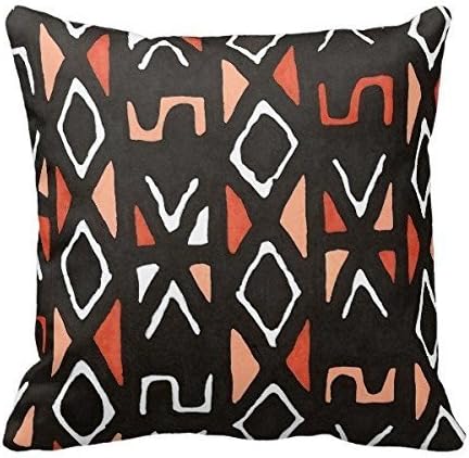 Jiao87 SJFY Orange African Mudcloth Print Throw Pillowcase 18x18