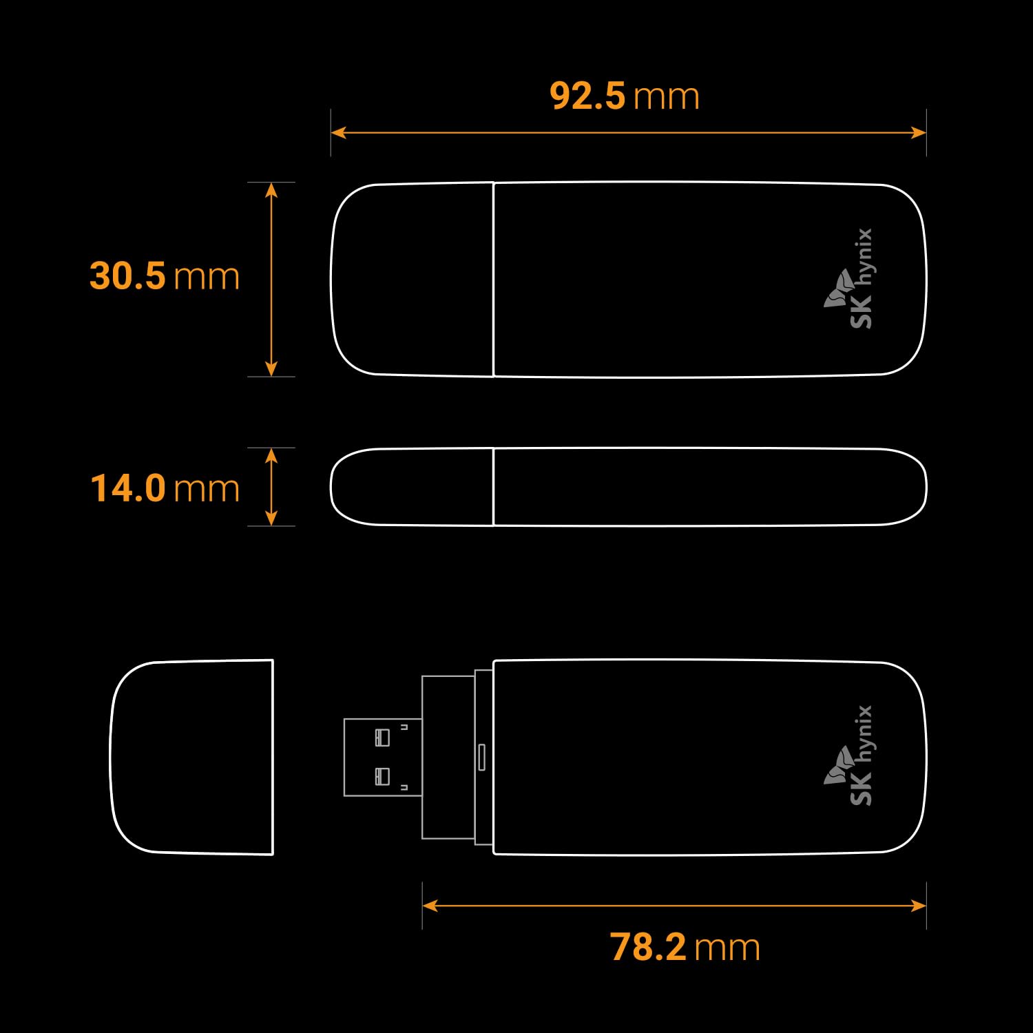 SK hynix Tube T31 1TB Stick Type SSD with DRAM | up to 1000MB/s | 10 Gbps | USB-A 3.2 Gen2 | External Solid State Flash Drive Compatible with PS4, PS5, Xbox, Window PC & Mac