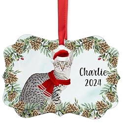 Smoke Egyptian Mau Cat Christmas Ornament 2024