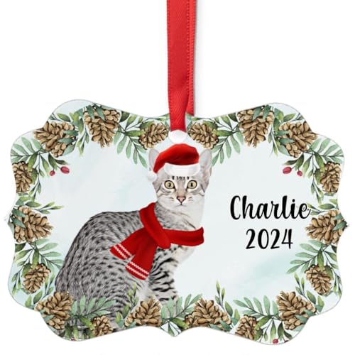 Smoke Egyptian Mau Cat Christmas Ornament 2024
