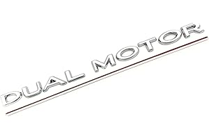 Funce Model 3 Y Dual Motor Emblem Sticker Underlined Badge Letters Accessories Compatible with Tesla Model 3/Y/S/X (Sliver+Red Line)