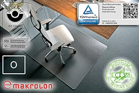 Transparente Bodenschutzmatte, 120 x 180 cm, aus Makrolon®, Schutzmatte mit Noppen für Teppichböden, 17 weitere Größen und Fo