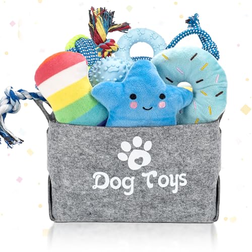 Ousiya 12 Pcs Puppy Teething Toys Set, Small Breed Chew Toys with Storage Case, Suitable for 8 Weeks Puppies