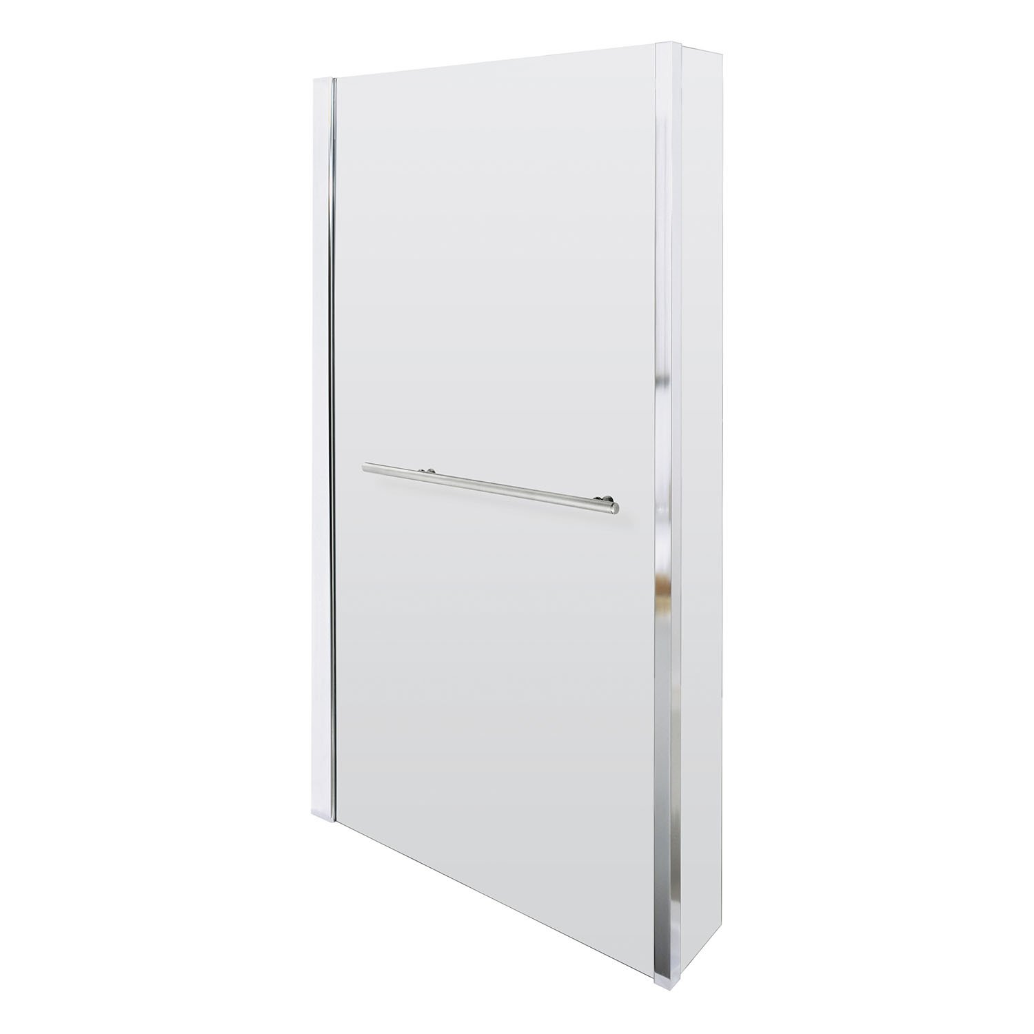 Nuie NSBSR1 Pacific ǀ Modern Bathroom Square 6mm L-Shaped Hinged Bath Screen with Rail, 1400mm x 805mm, Polished Chrome, Silver