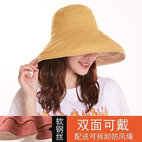 Amazon ネットレッドシェーディング帽子女性の夏のカバー広い庇綿麻漁師帽子大きな頭を囲む夏の大きなつばの日焼け止め韓国語版100 ドームはワイヤー調節可能な配達防風ロープ L を備えている 58 60cm 黄色のアップグレード ワイヤ付き キャップ 通販