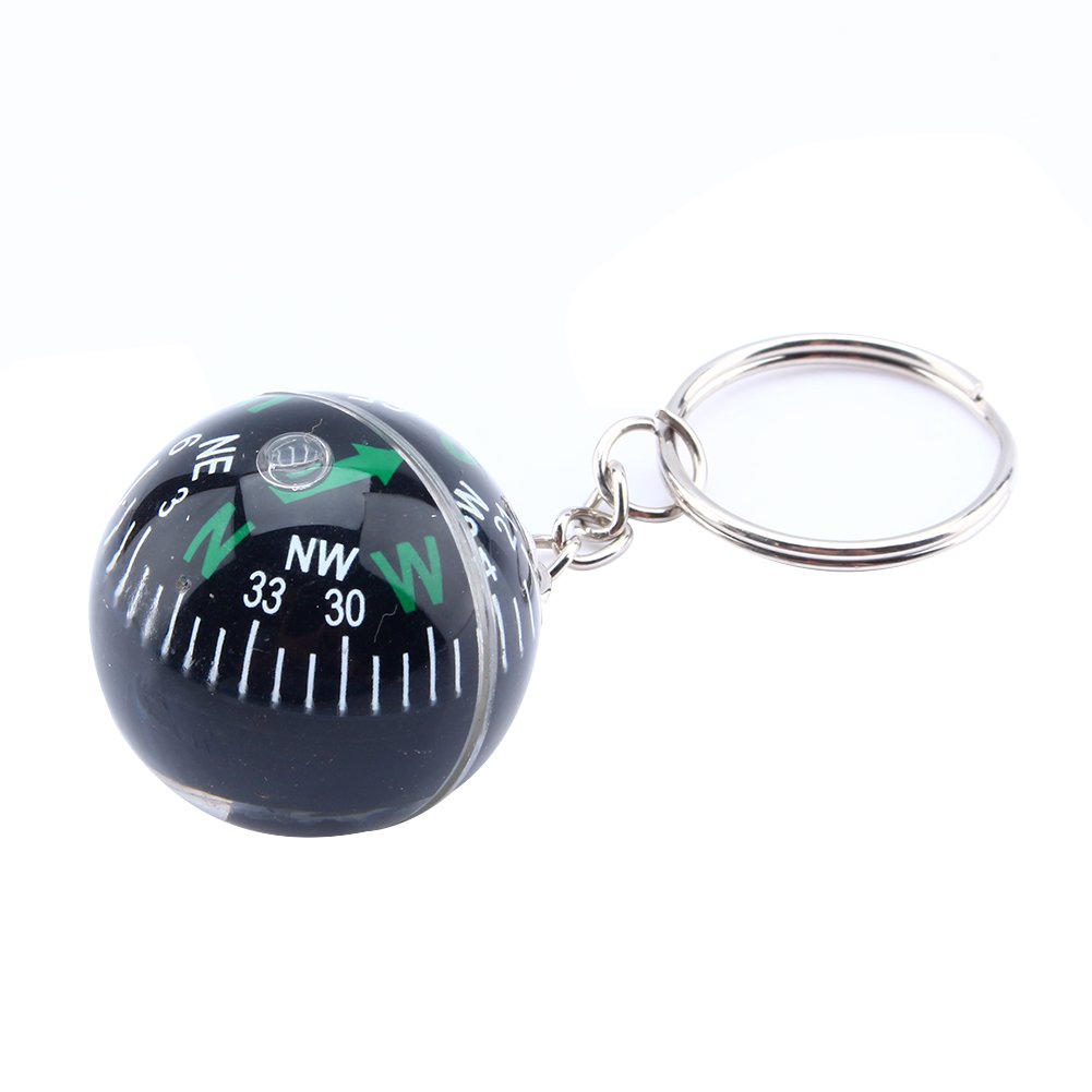 Compass Keyring, Ball Keychain Compass, Mini Compass Floating Keyring Liquid Filled, 28mm, for Hiking,Travel,Camping