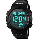 Men's Digital Sports Watch LED Screen Large Face Military Watches and Waterproof Casual Luminous Stopwatch Alarm Simple Army Watch - Black