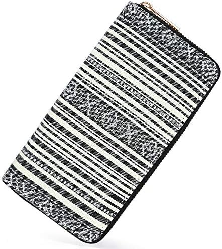 SANSARYA Boho Women Wallet Long Zipper Ladies Cute Clutch Wallets Card Holder,Vintage Hippie Aztec Tribal Style (Multiple)