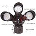 LEONLITE COB LED Security Lights Motion Sensor, Aluminum Flood Lights Outdoor, 3 Modes Motion Detector+Dusk to Dawn+Switch Control, 100-277V, Adjustable 3-Head, IP65, ETL, 3000K Warm White, Bronze