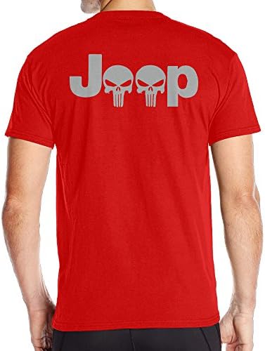 Fantastic Jeep With Punisher Skull Symbol Hardcore Offroad Short T Shirt Mens Back Graphic