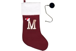 infleesh 20 Inches Monogrammed Christmas Stockings with Letters,Super Soft Christmas Stockings Large Monogram Stockings Red Letter Stockings for Christmas Holiday Xmas Gift…