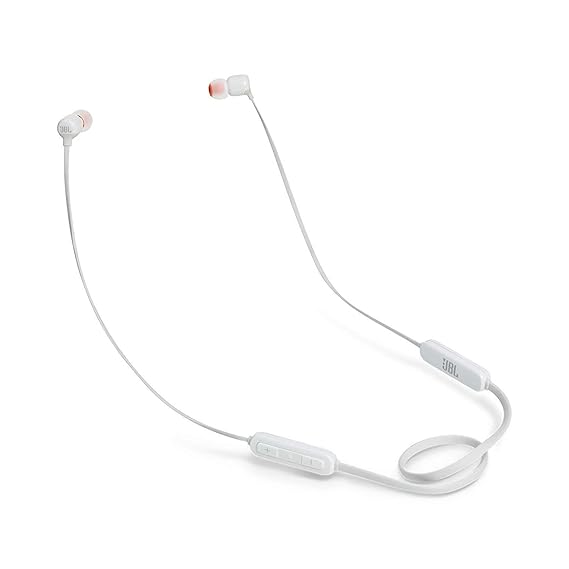 JBL Tune110BT In-Ear Bluetooth-Kopfhörer in Weiß – Kabellose Ohrhörer mit integriertem Mikrofon – Musik Streaming bis zu 6 St