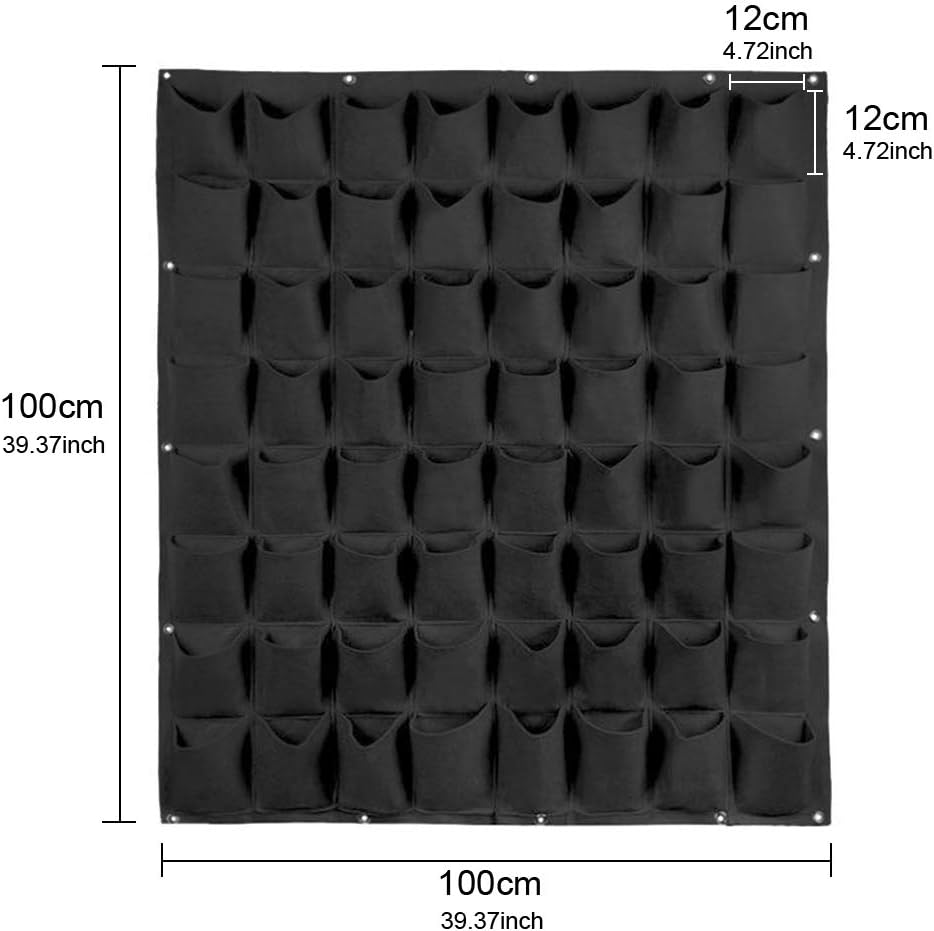 Hanging Planting Grow Bags, 64 Pockets Hanging Vertical Garden Wall