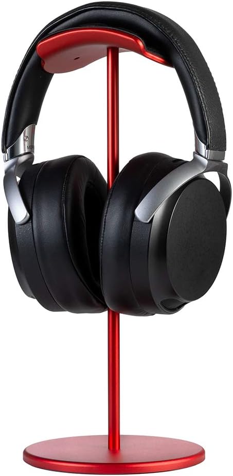 HiveNets Headphone Stand Aviation Aluminum Sturdy Portable Universal Gaming Headset Holder with PU Leather Cushion (Red)