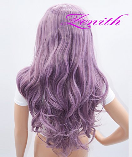 Zenith Halloween Purple Lace Front Wigs with Bangs Cosplay Wigs Lilac Hair 24 inches - Thumbnail 5