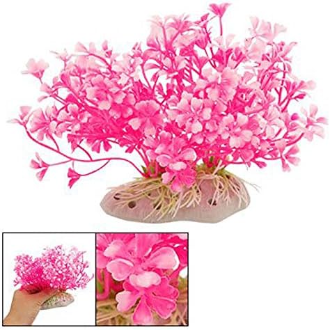 Hot Pink Aquatic Dwarf Plastic Flower Plant Ornament for Fish Tank ED No.31