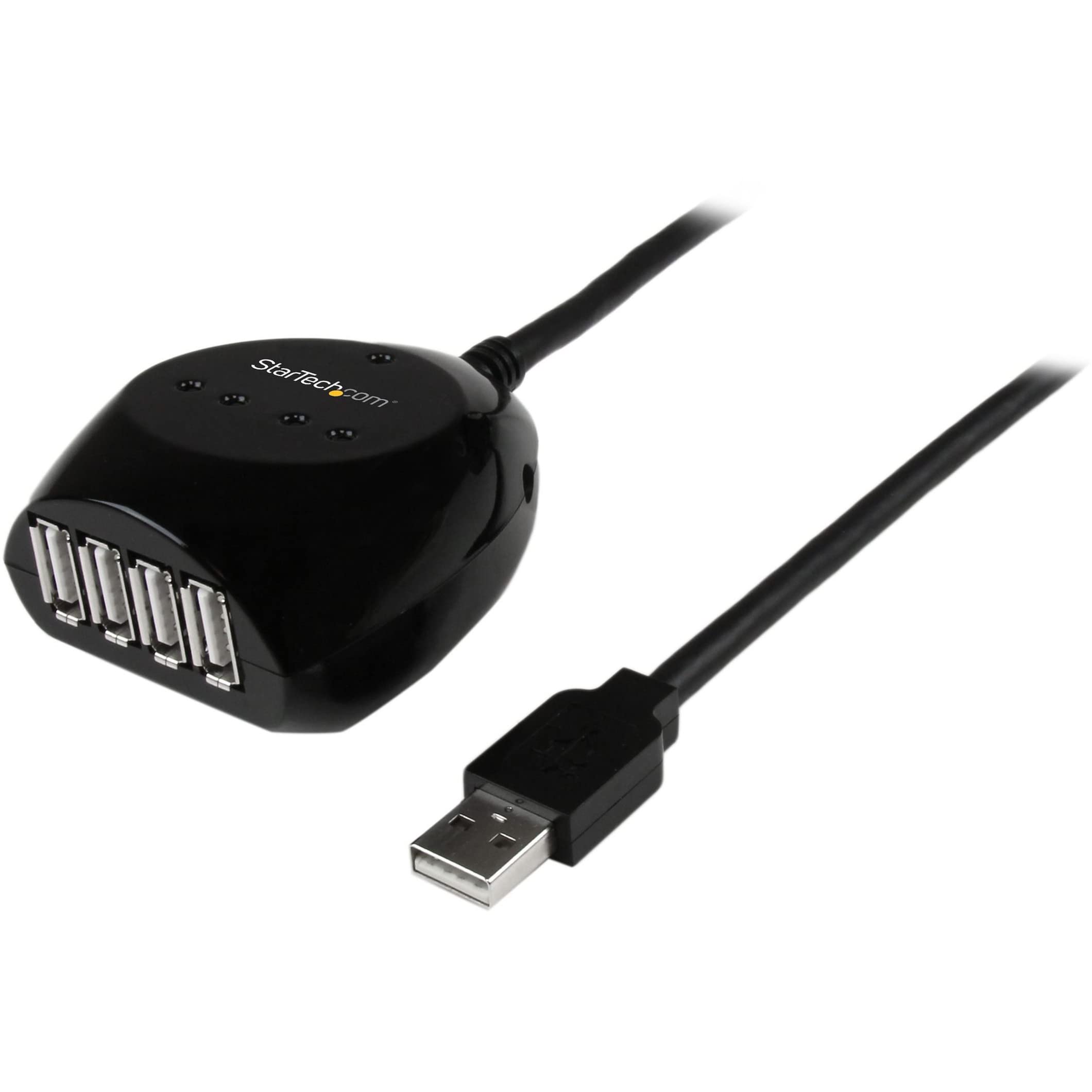 StarTech.com 15m USB 2.0 Active Cable with 4 Port Hub - Long USB Cable with 4 port USB Hub - USB A (M) to 4x USB A (F) - 15m, 50 ft Black (USB2EXT4P15M)
