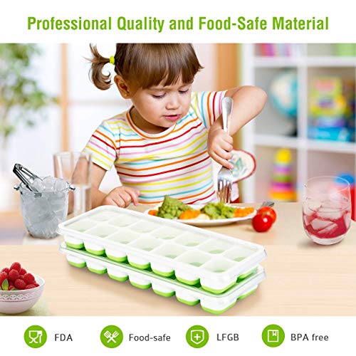 Ice Cube Trays 3 Packs Silicone Ice Cube Trays with Lids Easy Release Ice Trays Flexible BPA Free Stackable Ice Cube Trays - Thumbnail 5