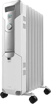 Radiatore elettrico ad olio ReadyWarm 7000 Space. 7 moduli, basso consumo energetico, 1500 W, 3 Livelli, Raccoglitore di Cavi, Sistema di Sicurezza, Ruote, 15 m2