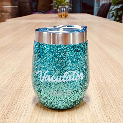 VNSG Vaculator Tumbler and Bottle┃Handmade Decoration with Glitters and Epoxy Coating┃12oz Vacuum Insulated Cup With Lid┃Travel Wine Tumblers┃Stemless Wine Glasses┃25oz Bottles (Green Tumbler)