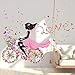 SWORNA Nature Series SN049 Flower Butterfly Girl on Bicycle Removable Vinyl DIY Wall Art Mural Sticker Decal Decor for Living Room/Bedroom/Playroom/Hallway/Kindergarten/Home Office/School 28