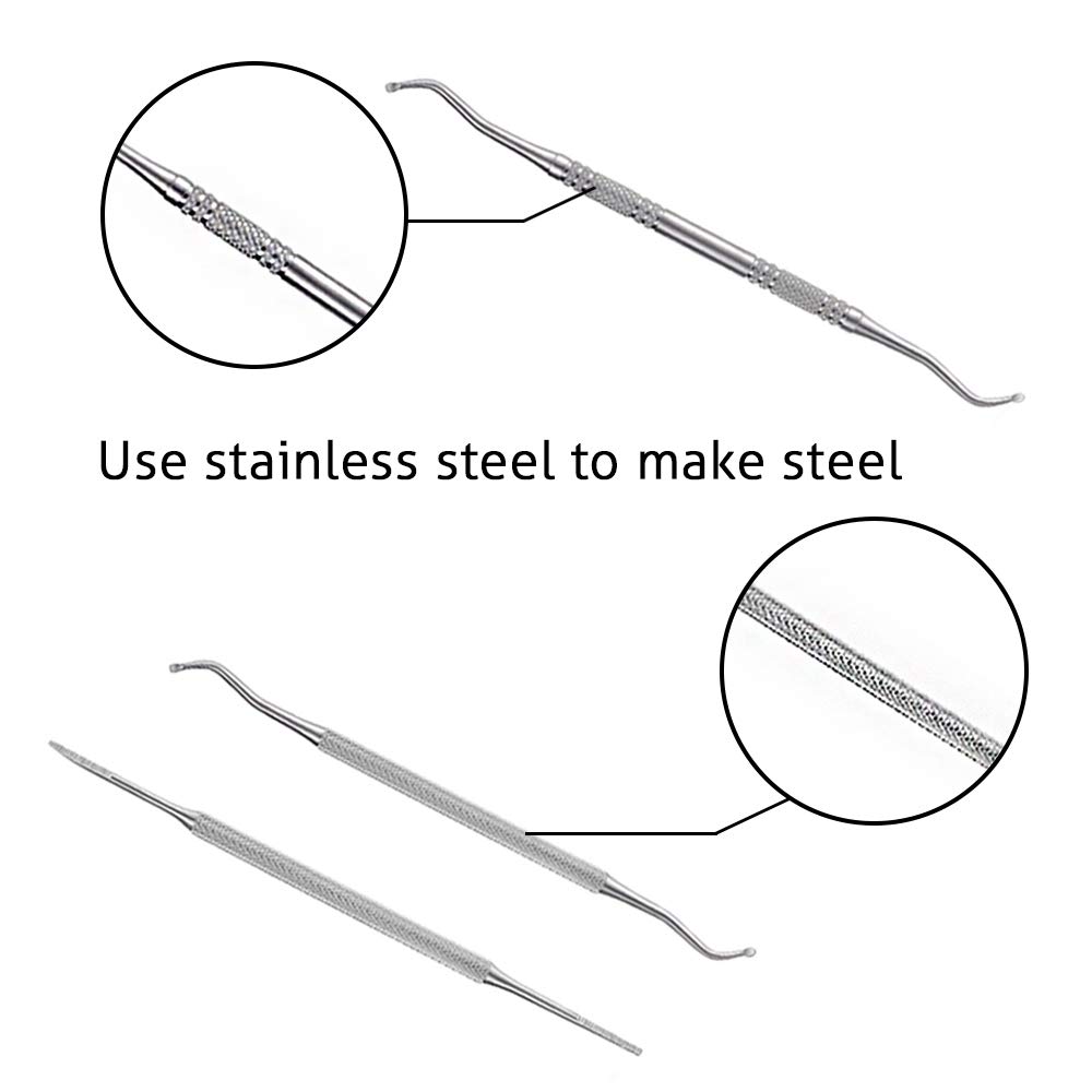 Ingrown Toenail Tool, 3 Pack Stainless Steel Ingrown Toenail File Kit Double Sided Pedicure Nail File Lifter Spoon Nail Pusher Cleaner Pedicure Tools: Beauty