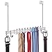 mDesign Over the Door Closet Organizer Rack for Ties, Belts - 24 Hooks, Chrome
