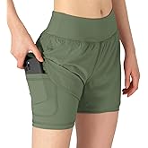 Gopune Women's 2 in 1 Running Shorts Workout Athletic Gym Yoga Shorts Liner