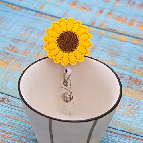  Orcbee  _Sunflower Badge Reel Holder Accurate Stitching Strap Telescopic Retracting Clip
