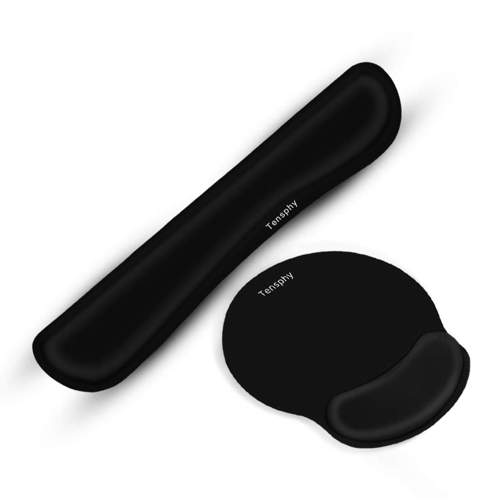 Keyboard Wrist Rest Pad, Tensphy Mouse Keyboard Wrist Rest Support Pad Set, Comfortable Memory Foam Mouse Mat with Wrist Cushion Support Ergonomic for Computer Laptop Office Home