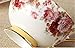 Bone China Ceramic Tea Cup Coffee Cup and Saucer,Flower,White And Red