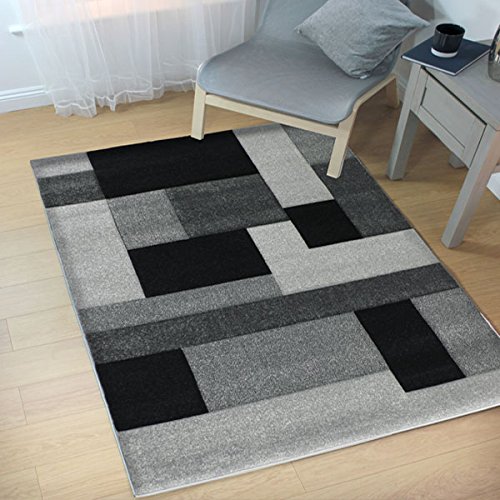 Flair Rugs Simplicity Cosmos Hand Carved Rug, Black/Grey, 120 x 170 Cm